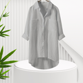 Elowen | Blouse en lin à manches longues, boutonnée, chic_blanc